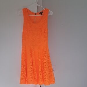 Orange Sleeveless Lace Dress